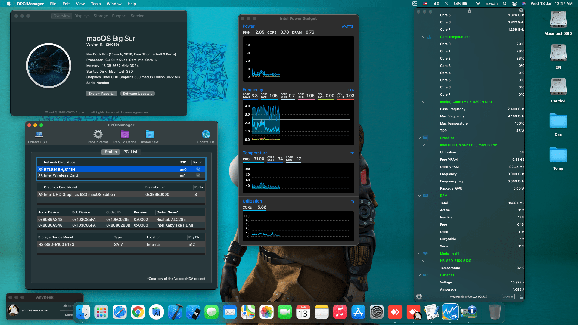 Success Hackintosh macOS Big Sur 11.1 Build 20C69 in HP Pavilion 15-DK0056NR
